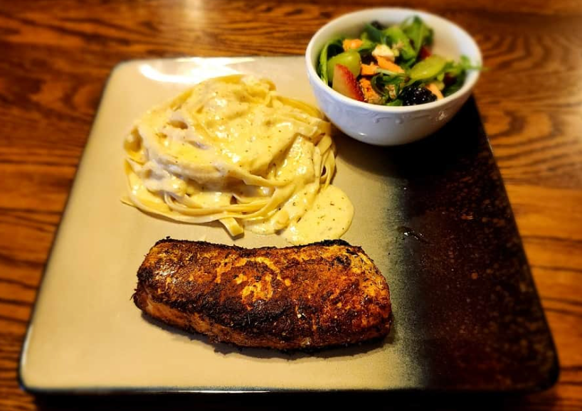 Blackened Halibut Fettuccini