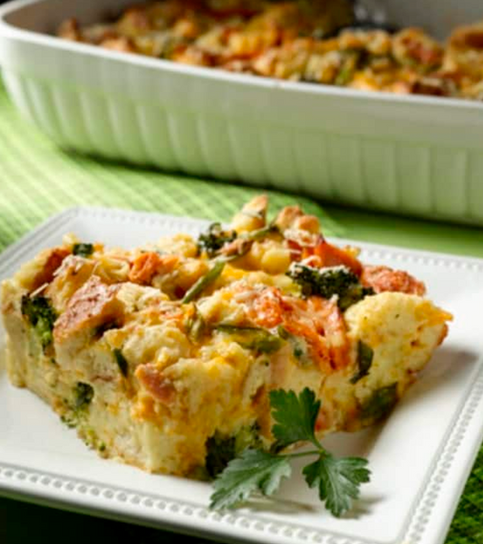 Salmon Broccoli Cheddar Brunch Bake
