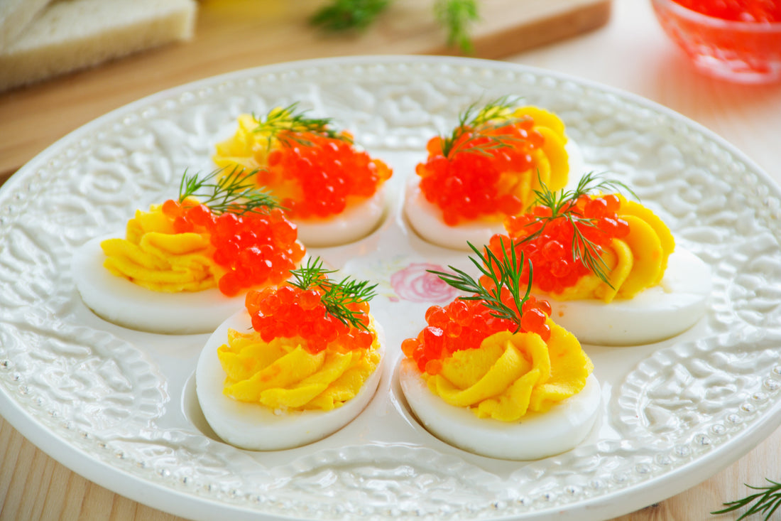 Salmon Ikura (Roe) Deviled Eggs