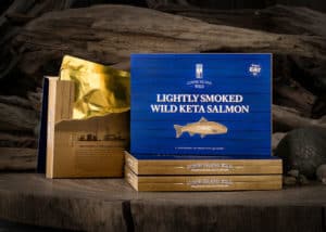 Each box contains two Shelf Stable 6-oz Lightly Smoked Salmon – Ready to Eat