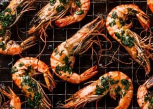 Coonstripe Shrimp tossed in olive oil, herbs and garlic