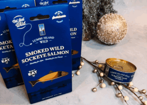 Smoked Wild Sockeye, King and Keta Salmon, and luxurious albacore tuna ventresca in a board-ready gift box.