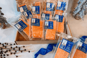Frozen fresh wild king salmon and wild coho salmon gift box